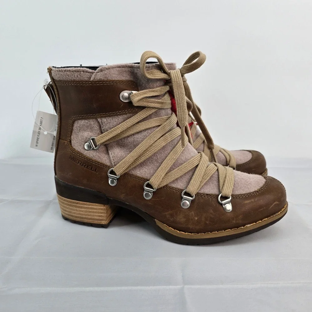 Merrell Womens Size 8 Shiloh II J004422 Warm Camel Leather Lace Up Boots NWB